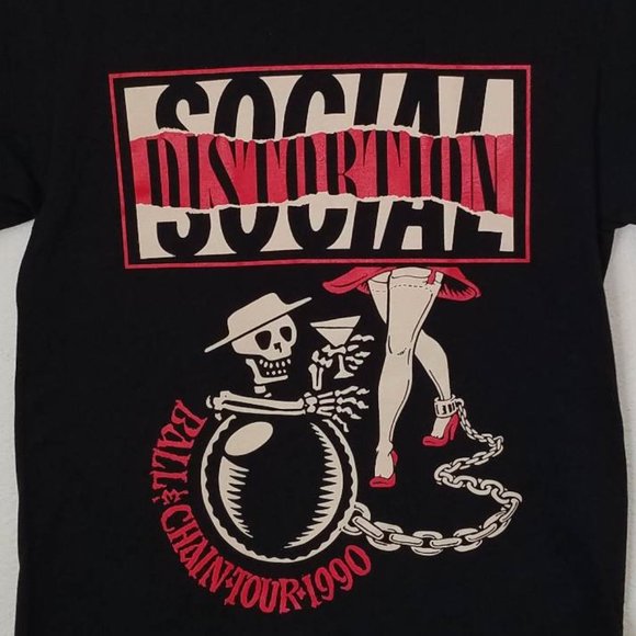 New "Social Distortion Ball & Chain Tour 1990" Unisex Band Shirt. Small-2XL. - Picture 2 of 2